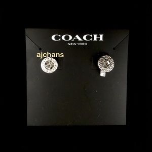 COACH Silver Tone Open Circle Stud Earrings